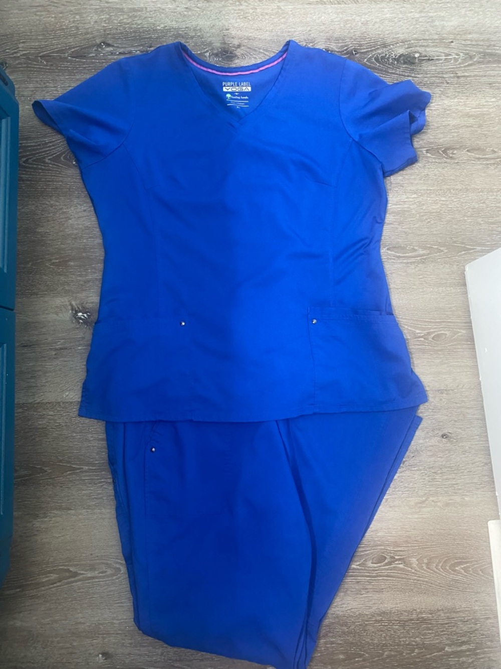 Purple Label by Healing Hands Royal Blue Scrub Set - Top & Pants